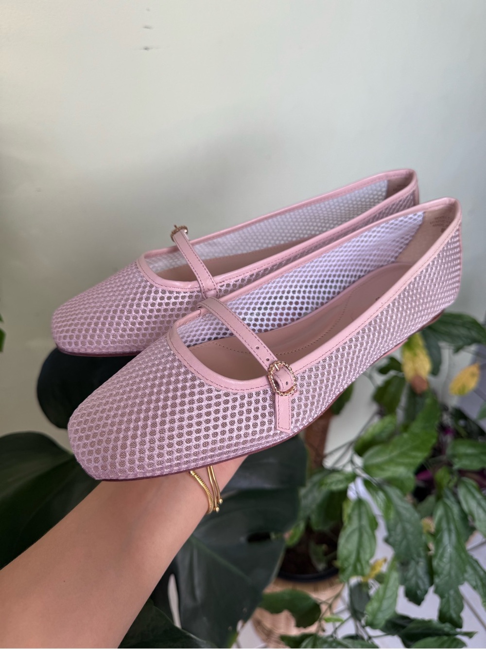 Talbots Pale Pink Mary Jane Ballet Flats with Mesh Upper - Picture 2 of 7